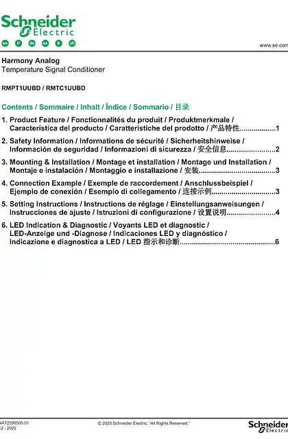 schneider施耐德Harmony Analog Temperature Signal Conditioner_说明书